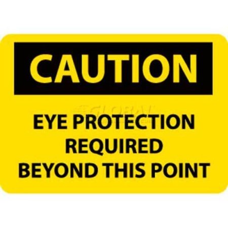 NATIONAL MARKER CO NMC OSHA Sign, Caution Eye Protection Required Beyond This Point, 10in X 14in, Yellow/Black C152RB